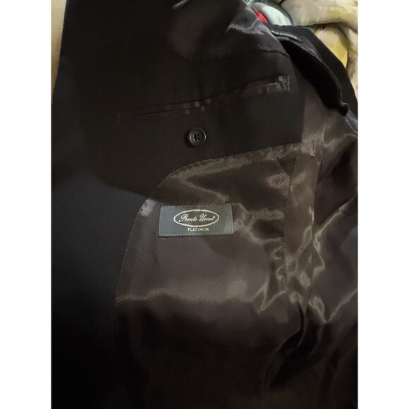 PRONTO UOMO PLATINUM Men's Solid Black Wool Modern-Fit Two-Button Blazer SZ 41R - Picture 4 of 6